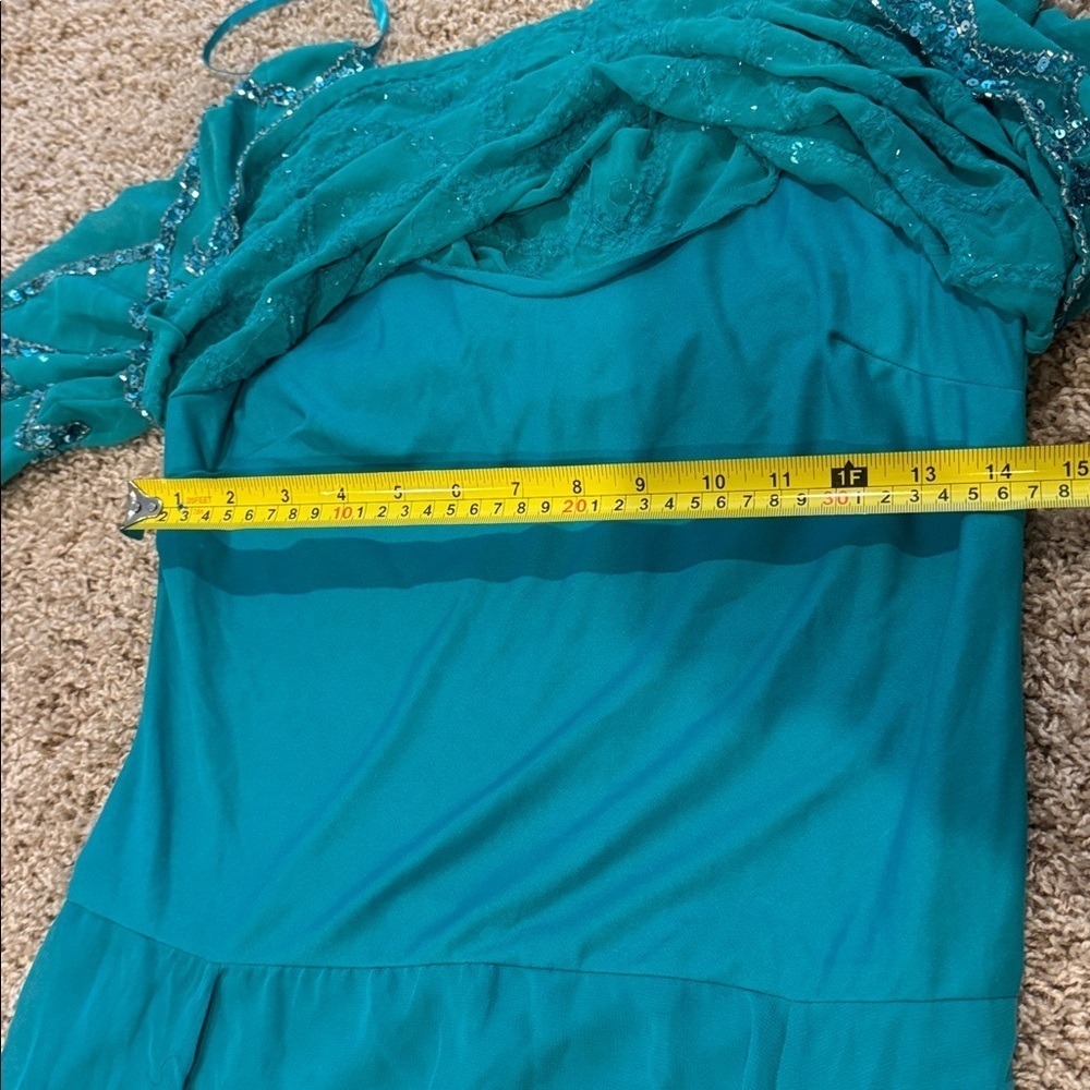 NWT J Kara Women's C-Neck with 3/4 Sleeve Beaded Long Dress Aqua Color Sz 8 - Picture 5 of 9
